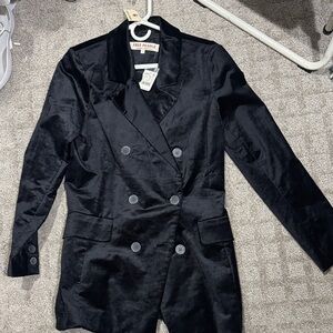 Free People Midnight Black Satin Blazer